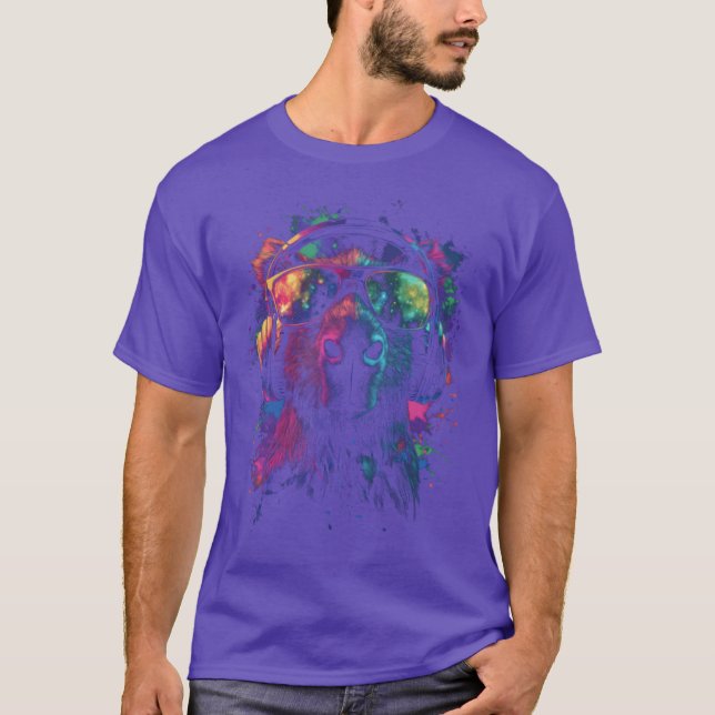 Cool Graphic Rave Music Techno Festival Capybara T-Shirt (Front)