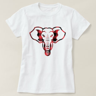 Cool Graphic Red Plaid Elephant T-Shirt