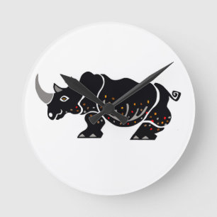 Cool graphic RHINOCEROS - Africa -Conservation Round Clock