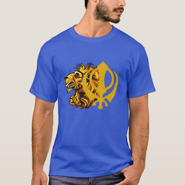 cool graphic sikh khanda lion t-shirt design (Front)