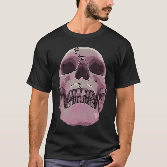 Cool Graphic Skull  Death Skeleton Goth Halloween  T-Shirt (Front)
