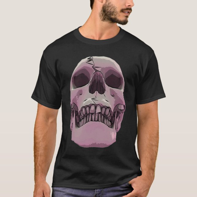 Cool Graphic Skull  Death Skeleton Goth Halloween  T-Shirt (Front)