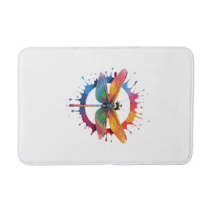 Cool Graphic Tie Dye Sunglasses Dragonfly Illustra Bath Mat