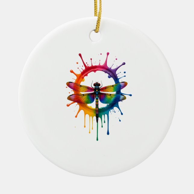 Cool Graphic Tie Dye Sunglasses Dragonfly Illustra Ceramic Ornament (Front)