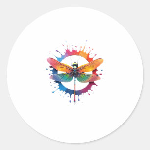 Cool Graphic Tie Dye Sunglasses Dragonfly Illustra Classic Round Sticker