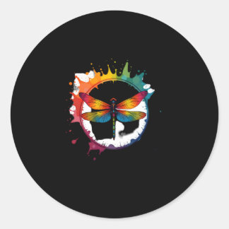 Cool Graphic Tie Dye Sunglasses Dragonfly Illustra Classic Round Sticker