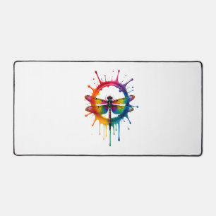 Cool Graphic Tie Dye Sunglasses Dragonfly Illustra Desk Mat
