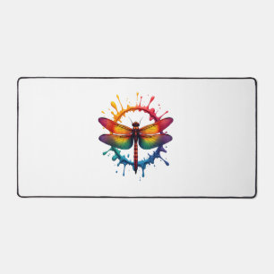 Cool Graphic Tie Dye Sunglasses Dragonfly Illustra Desk Mat