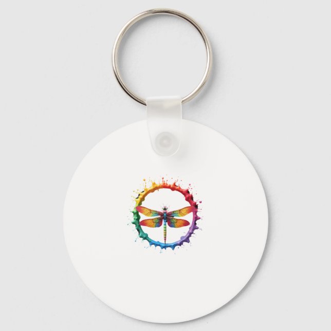 Cool Graphic Tie Dye Sunglasses Dragonfly Illustra Key Ring (Front)