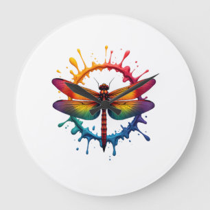 Cool Graphic Tie Dye Sunglasses Dragonfly Illustra Large Clock