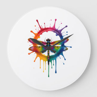 Cool Graphic Tie Dye Sunglasses Dragonfly Illustra Large Clock