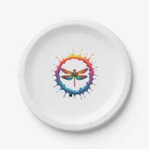 Cool Graphic Tie Dye Sunglasses Dragonfly Illustra Paper Plate