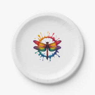 Cool Graphic Tie Dye Sunglasses Dragonfly Illustra Paper Plate