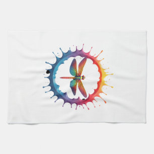 Cool Graphic Tie Dye Sunglasses Dragonfly Illustra Tea Towel