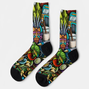 Cool graphic tribal artwork l Modern pattern Socks