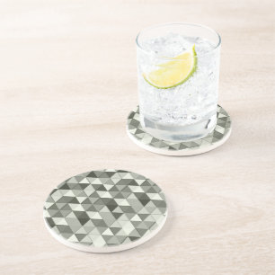 Cool Grayscale triangles geometric pattern Coaster