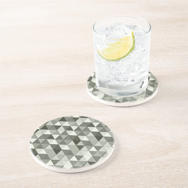 Cool Grayscale triangles geometric pattern Coaster (Side)