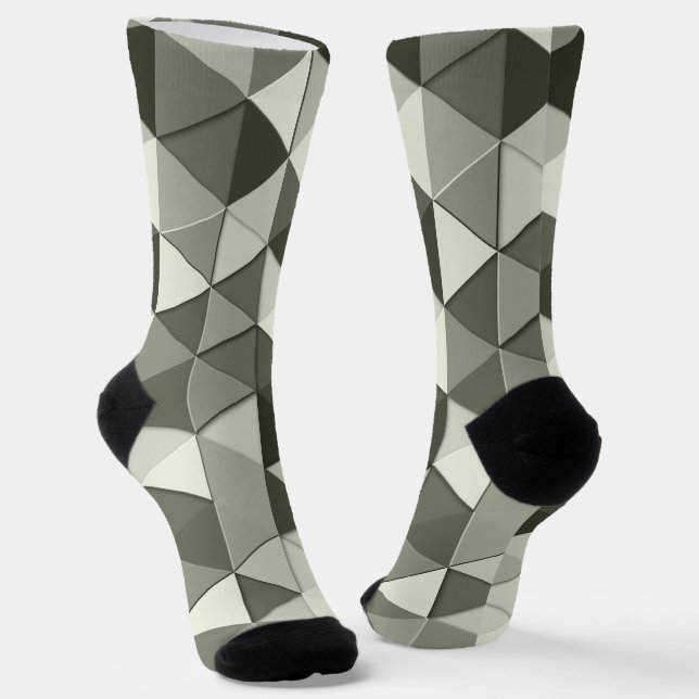 Cool Grayscale triangles geometric pattern Socks (Angled)