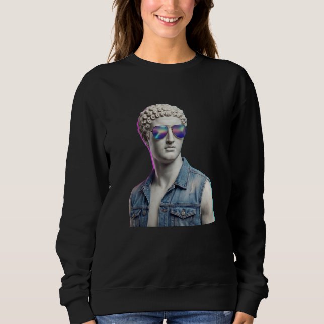 Cool Greek Statue with Sunglasses & Denim Vest Swe Sweatshirt (Front)
