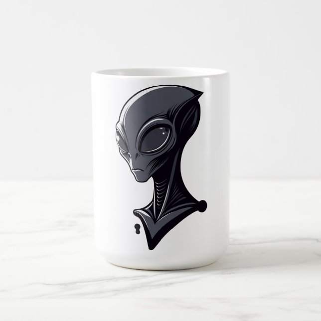 Cool Green Alien Illustration - Modern Sci-Fi Char Coffee Mug (Center)