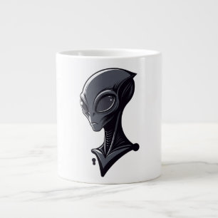 Cool Green Alien Illustration - Modern Sci-Fi Char Large Coffee Mug