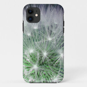 Cool green and white dandelion with waterdrops iPhone 11 case