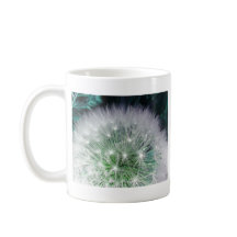 Cool green and white dandelion with waterdrops