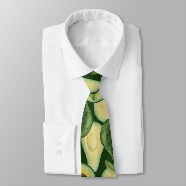 Cool Green Avocado Pattern  Tie (Tied)