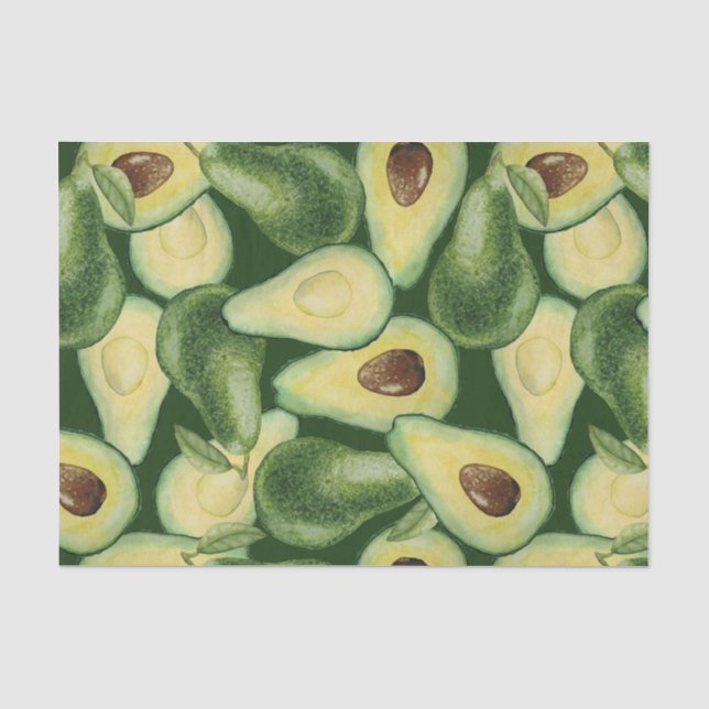 Cool Green Avocado Pattern  Tissue Paper (Front)