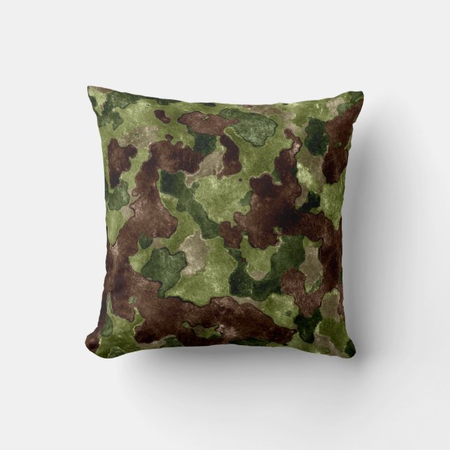 Cool  Green Brown Camouflage Throw Pillow (Front)