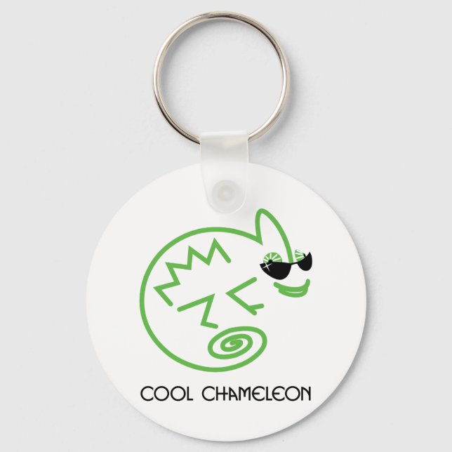 Cool Green Chameleon Key Ring (Front)