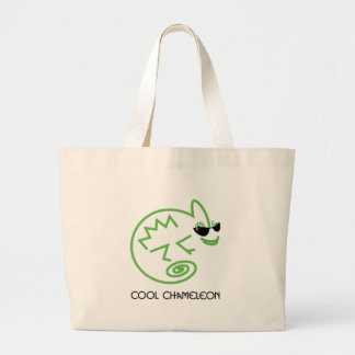 Cool Green Chameleon Large Tote Bag