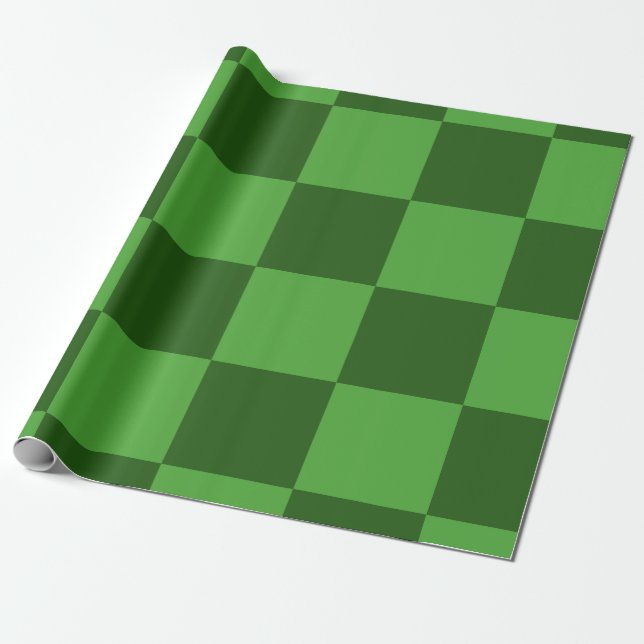 Cool Green Chequered Pattern Wrapping Paper (Unrolled)