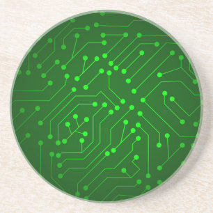 Cool Green Circuit Board Design Coaster