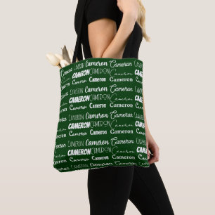 Cool Green Customized Name Collage Tote Bag