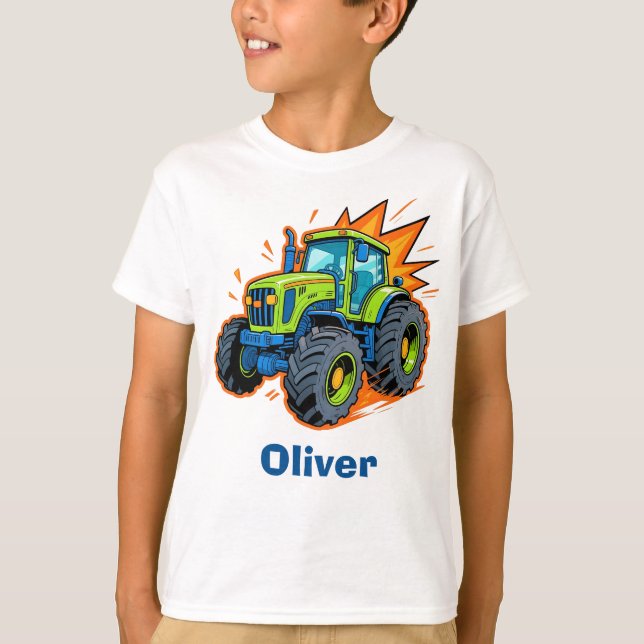 Cool Green Farm Tractor T-Shirt (Front)