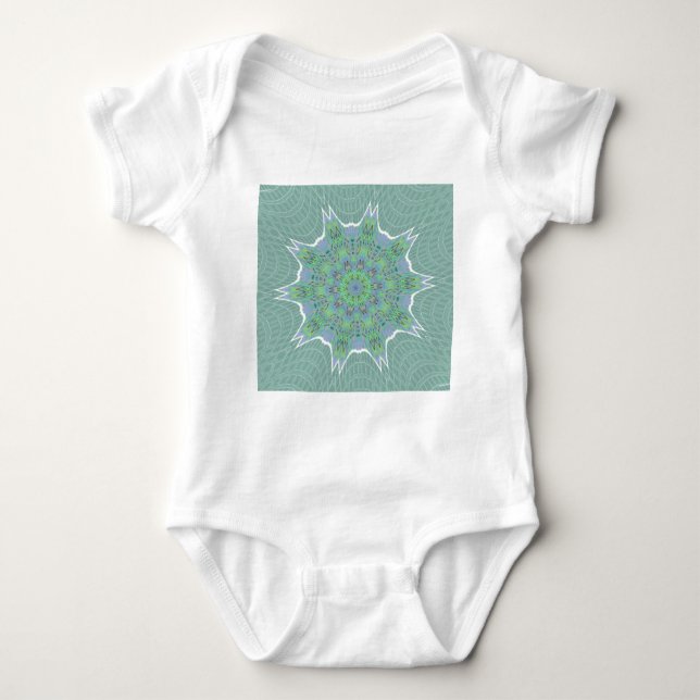 Cool Green Floral pattern Baby Bodysuit (Front)