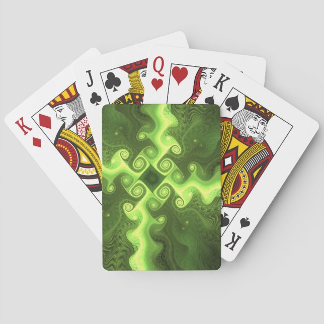 Cool Green Fractal Art Playing Cards (Back)