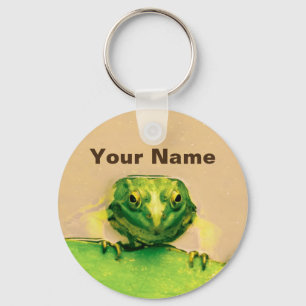 Cool Green Frog Personalised Name Key Ring