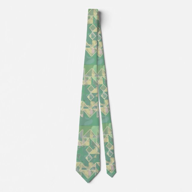 Cool Green Geometric Wavy Pattern Tie (Front)