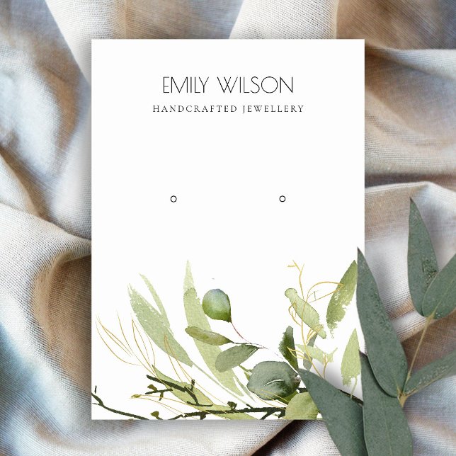 COOL GREEN GOLD FOLIAGE GROVE EARRING DISPLAY BUSINESS CARD (Creator Uploaded)