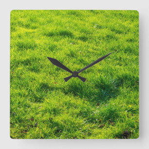 Cool Green Grass Pattern Square Wall Clock