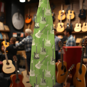 Cool green guitars for stylish musician, music fan tie