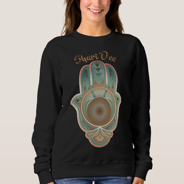 Cool Green Hamsa Hand Personalised Sweatshirt (Front)