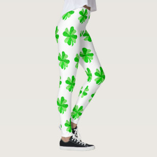 Cool Green Irish Shamrock Clover Patricks Day Leggings