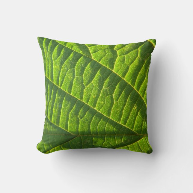 Cool Green Leaf Pattern Cushion (Front)