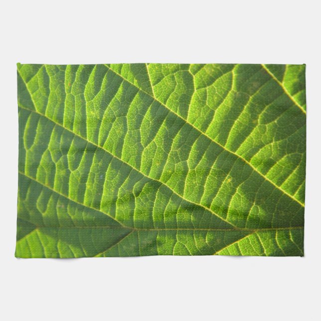 Cool Green Leaf Pattern Tea Towel (Horizontal)