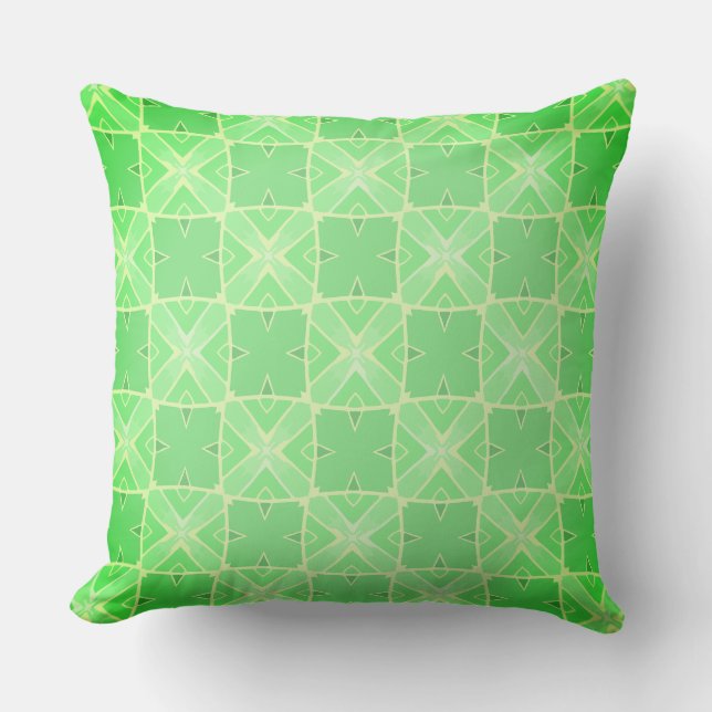 Cool Green Lines and Shapes  Cushion (Front)