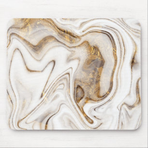 Cool Green Marble Gold White Mouse Pad