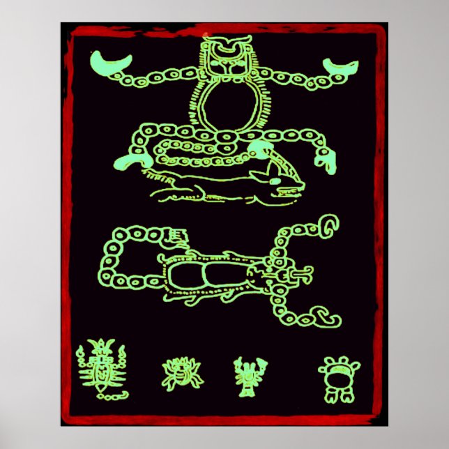 Cool Green Mayan Design Poster (Front)
